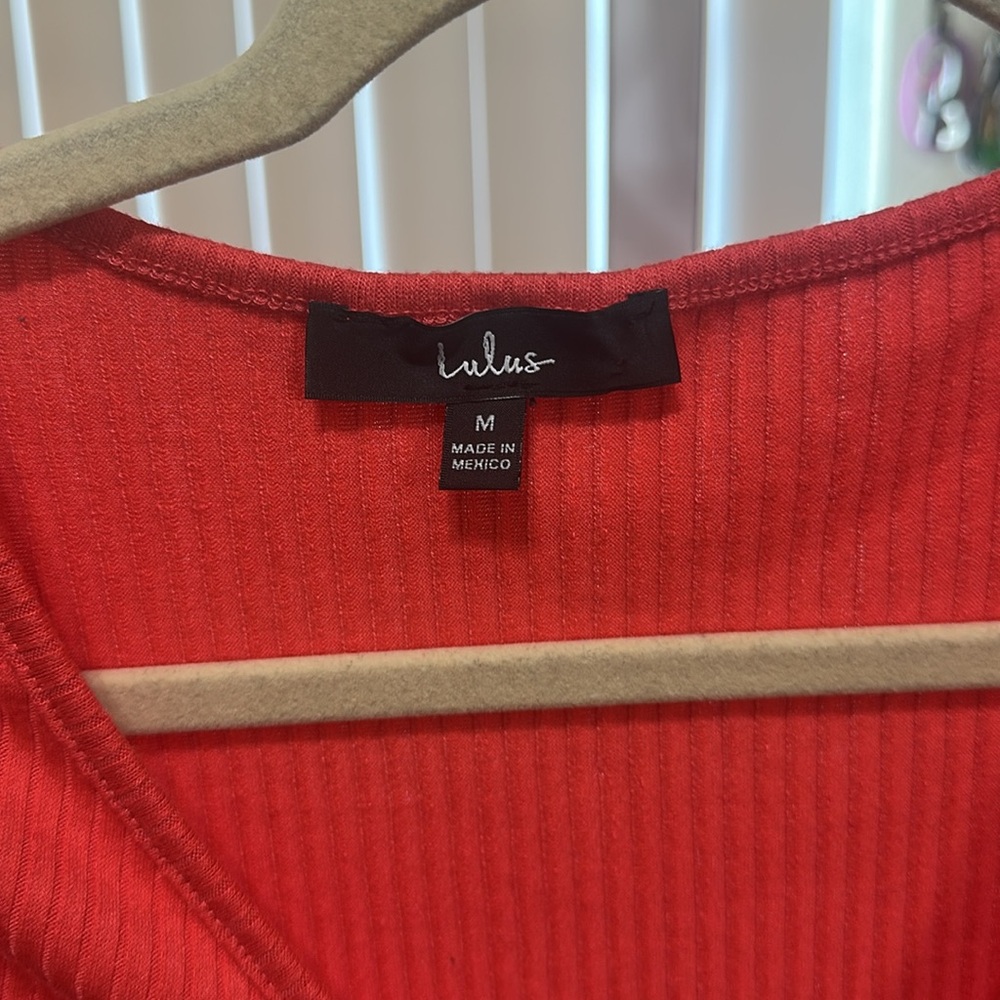 Lulu’s Dark Orange Long Sleeve Ruched Romper - Picture 4 of 7